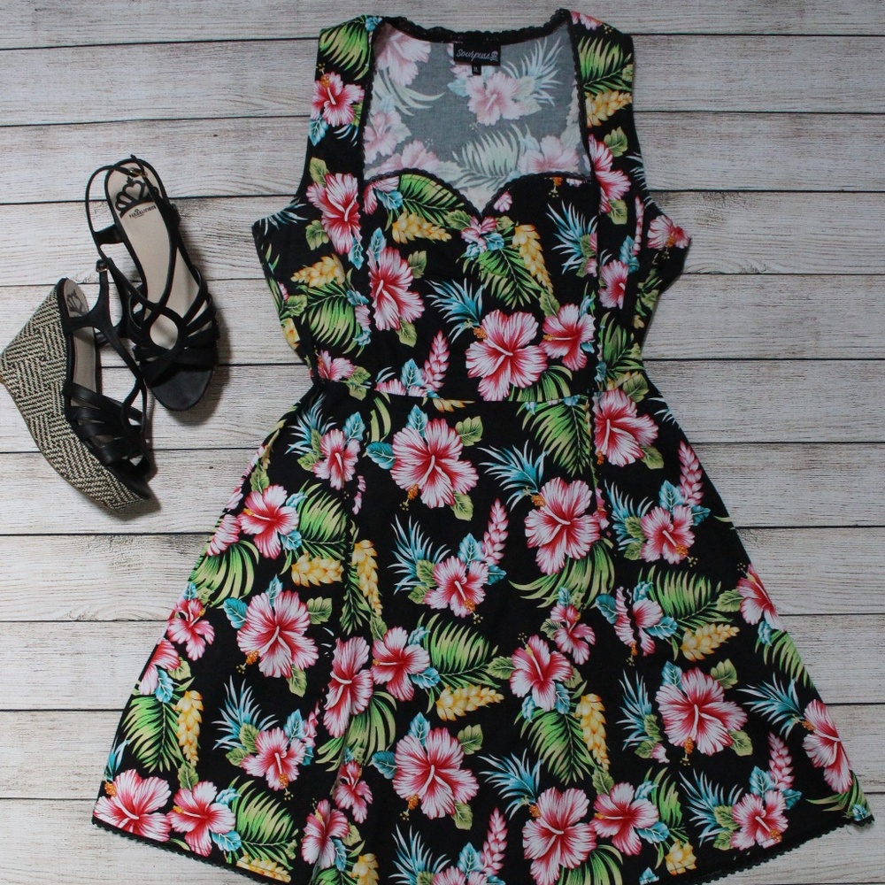 Sourpuss Lucille Floral Sweetheart Pinup Dress